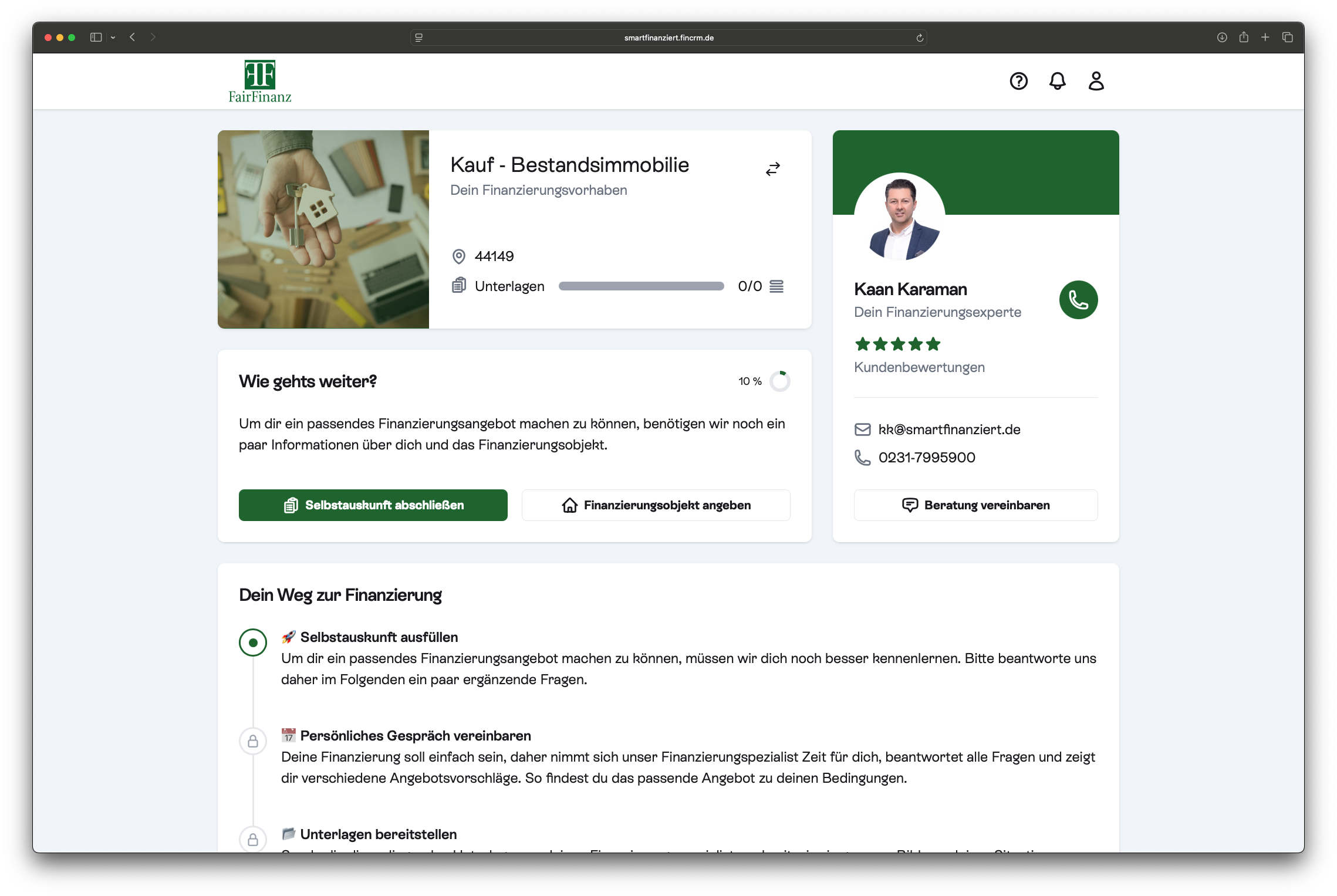 Plattform zur digitalen Baufinanzierung